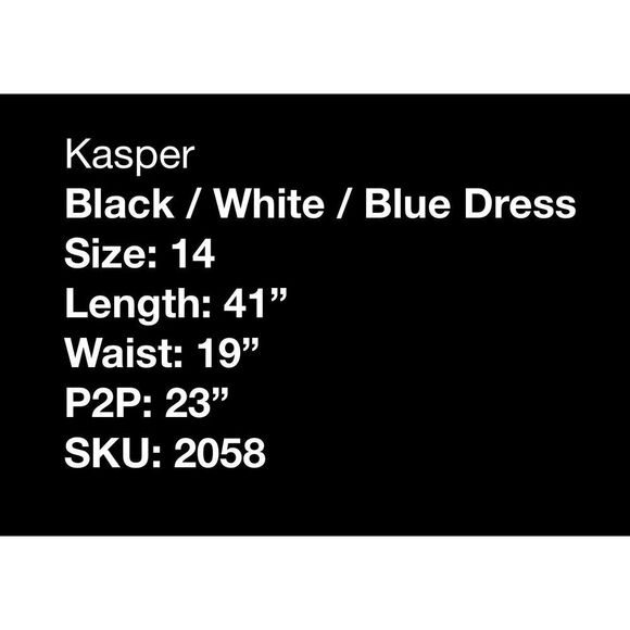 Kasper Black, White, Blue, Aline Dress- size XL - Picture 7 of 7